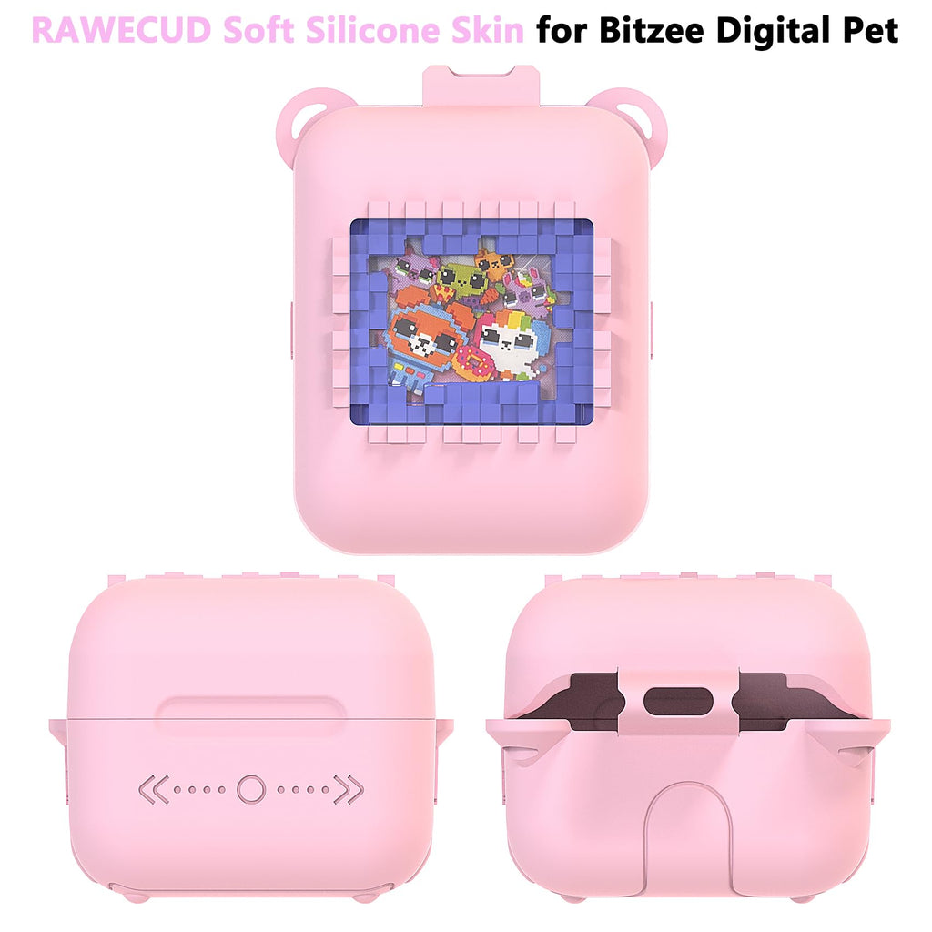 Pink Silicone Case for Bitzee Original Digital Pet with Lanyard - RAWECUD Protective Cover