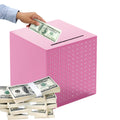 Pink Stainless Steel Piggy Bank - $3000 Savings Challenge Box with Coin and Bill Capacity