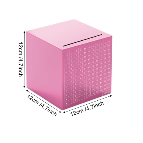 Pink Stainless Steel Piggy Bank - $3000 Savings Challenge Box with Coin and Bill Capacity