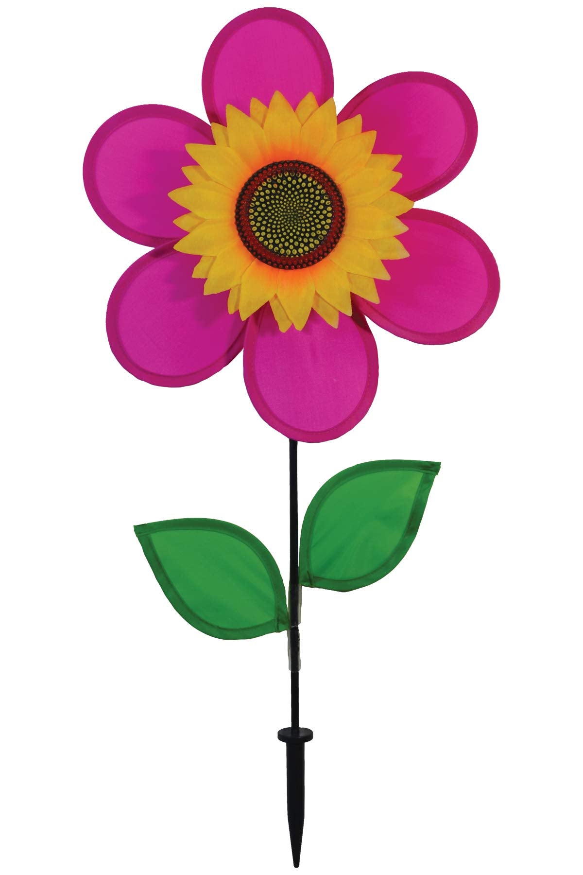 Pink Sunflower Wind Spinner – 12-Inch In the Breeze Garden Decor with Fiberglass Frame