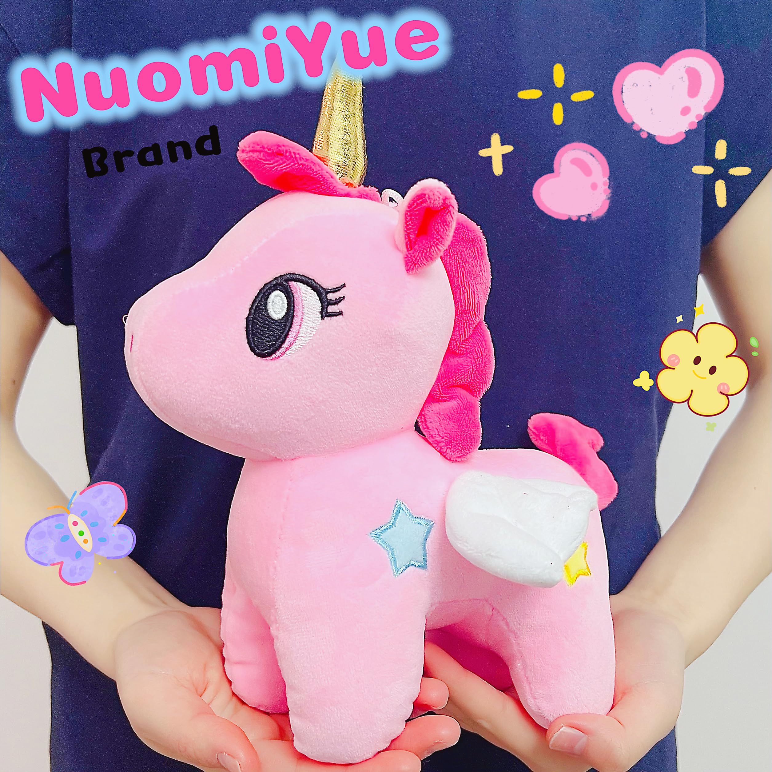 Pink Unicorn Plush Toy – Kawaii Stuffed Animal with Star Embellishments by NuomiYue