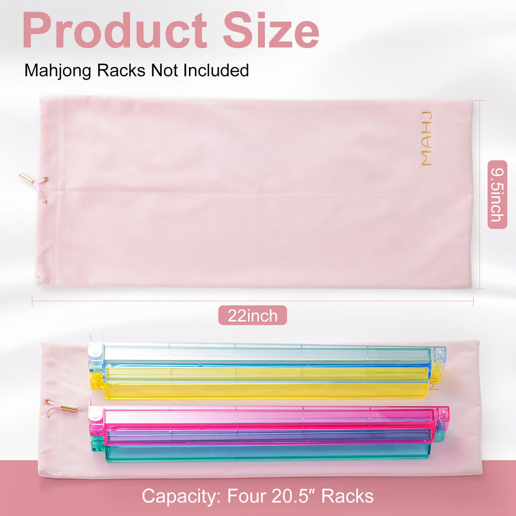 Pink Velvet Mahjong Rack & Pusher Storage Bag – 2 Compartments, Fits 4 Racks & 4 Pushers