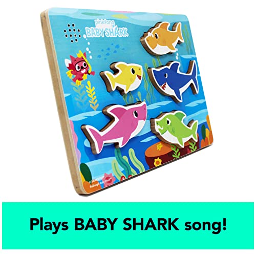 Pinkfong Baby Shark Musical Wooden Sound Puzzle – 5-Piece Toddler Toy, Ages 2+