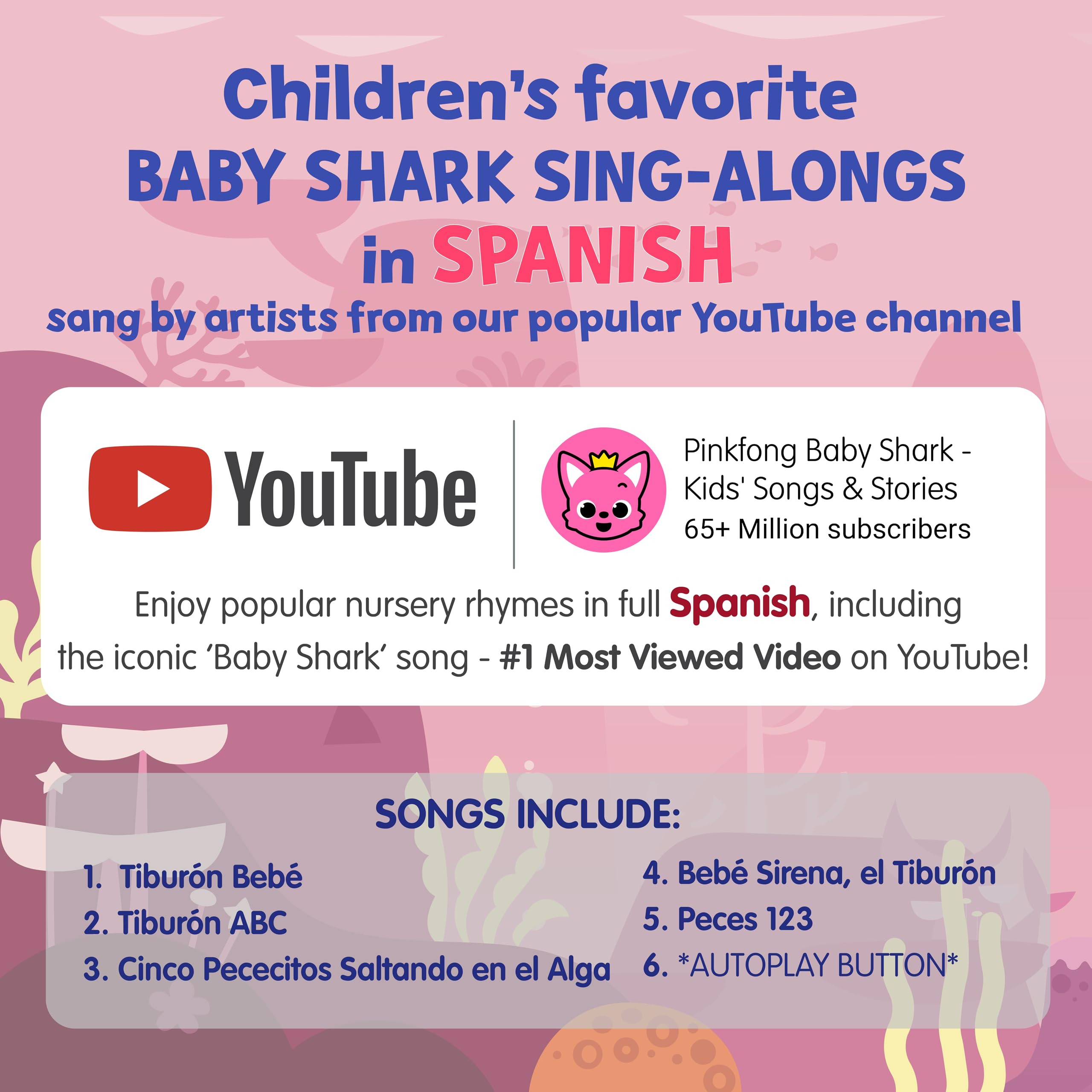 Pinkfong Baby Shark Sing-Along Sound Book – English & Spanish, Interactive Toddler Toy Ages 1+