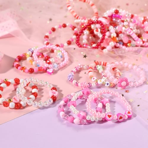 PinkSheep 36-Piece Kids Bracelet Set - Handmade Acrylic & Resin Bracelets for Girls Ages 3-8, Party Favors