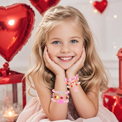 PinkSheep 36-Piece Kids Bracelet Set - Handmade Acrylic & Resin Bracelets for Girls Ages 3-8, Party Favors