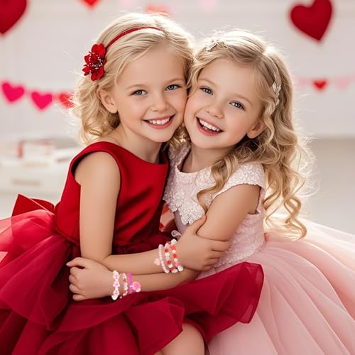 PinkSheep 36-Piece Kids Bracelet Set - Handmade Acrylic & Resin Bracelets for Girls Ages 3-8, Party Favors