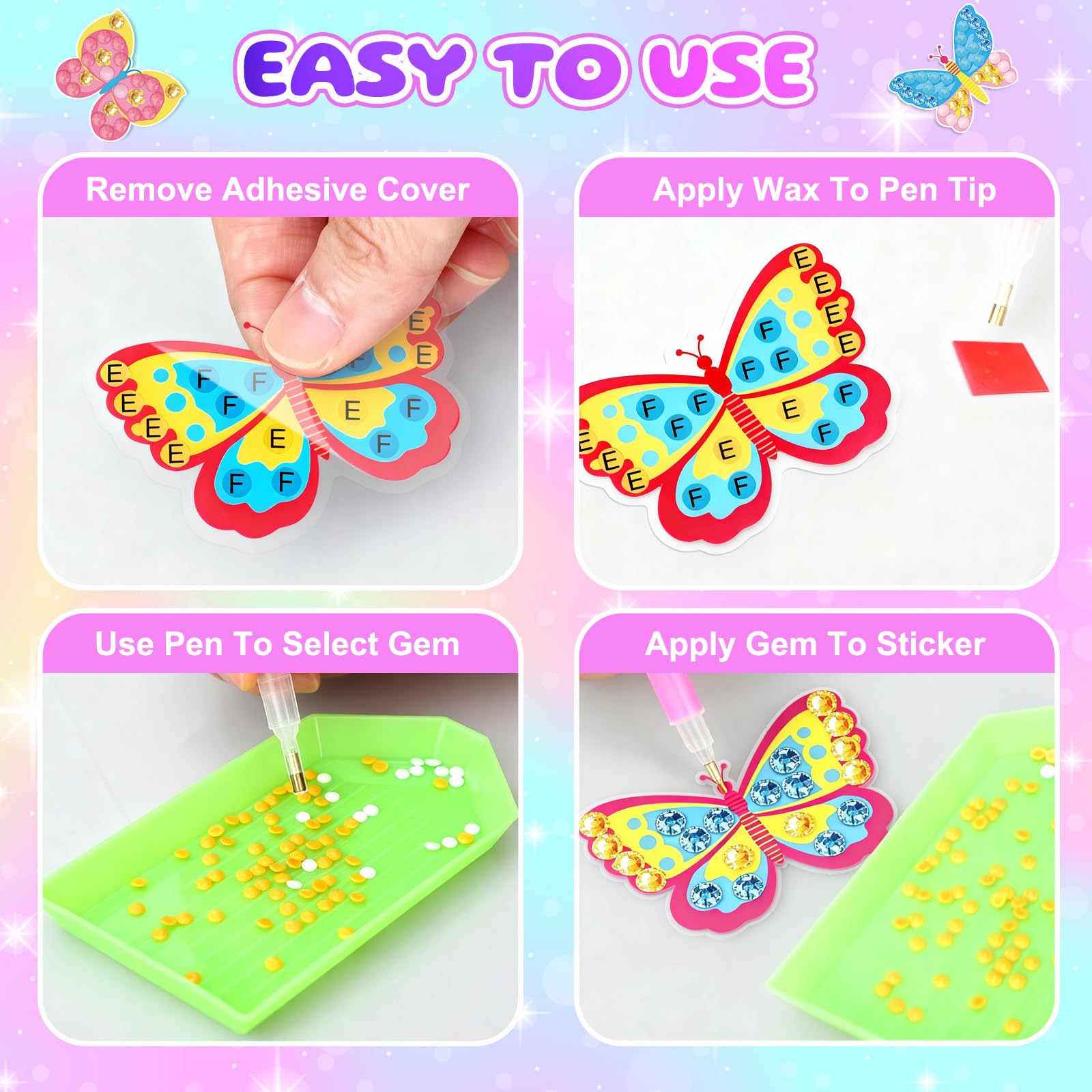 PinkSheep Butterfly Jewelry Box DIY Kit for Girls 6-12 - Wooden Treasure Box with Necklace & Bracelet