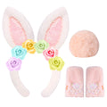 PinkSheep Easter Bunny Ears Headband, Tail & Gloves Set for Girls – Nylon, Machine Washable