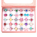 PinkSheep Little Girl Jewel Rings – Adjustable Toddler Rings for Ages 3-8, Dress-Up Jewelry with Gift Box