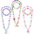PinkSheep Toddler Jewelry Set - 3 Necklaces & 3 Bracelets for Little Girls (Ages 3-8) in Gift Box