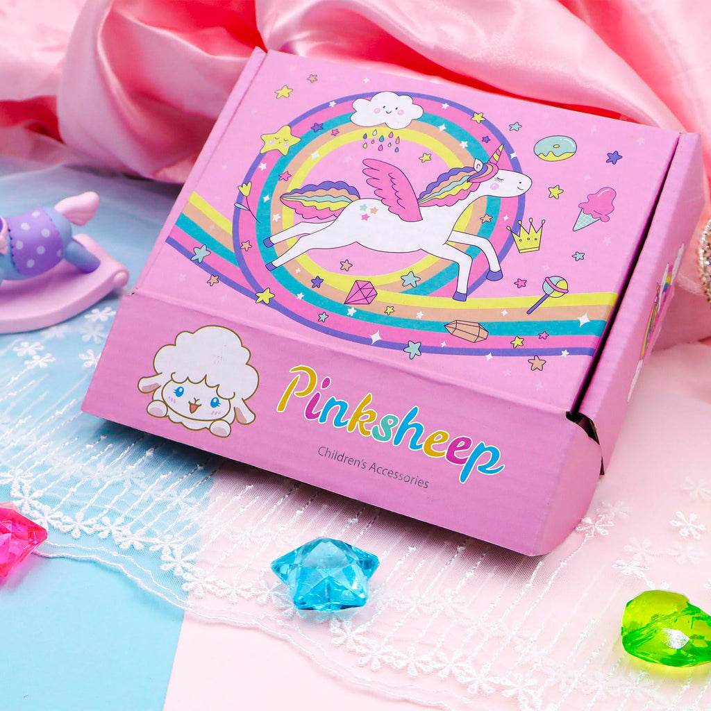 PinkSheep Toddler Jewelry Set - 3 Necklaces & 3 Bracelets for Little Girls (Ages 3-8) in Gift Box