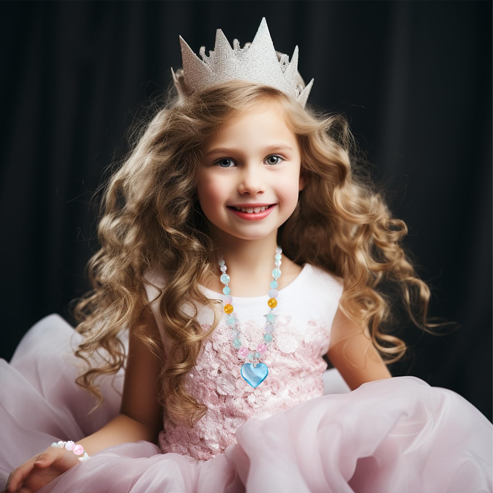 PinkSheep Toddler Jewelry Set – 9-Piece Necklace, Choker & Bracelet Collection for Little Girls, Gift Box Included