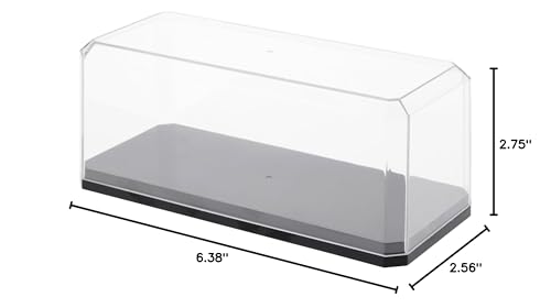 Pioneer Plastics Clear Display Case for 1:43 Scale Cars, Black Base, 6.125x2.625x2.25 inches