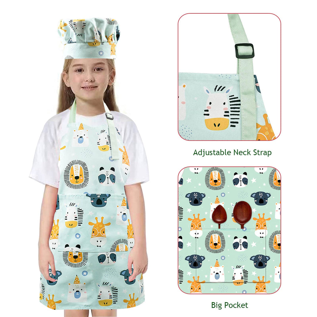 Pipoobear Kids Cotton Apron – Adjustable Strap with Front Pocket for Toddlers, Boys, and Girls