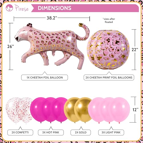 PIRESE Pink Cheetah Happy Birthday Banner Set – 13-Piece Animal Print Party Decorations
