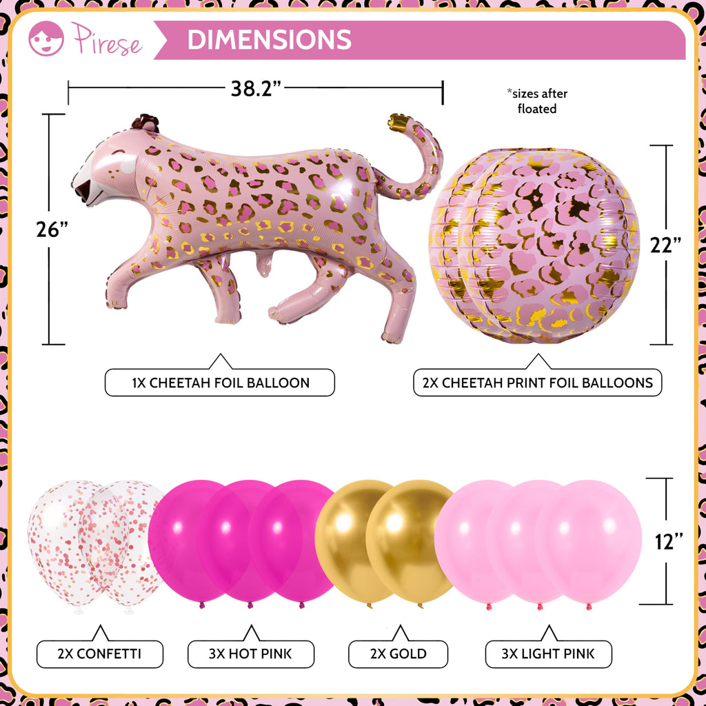 PIRESE Pink Cheetah Happy Birthday Banner Set – 13-Piece Animal Print Party Decorations