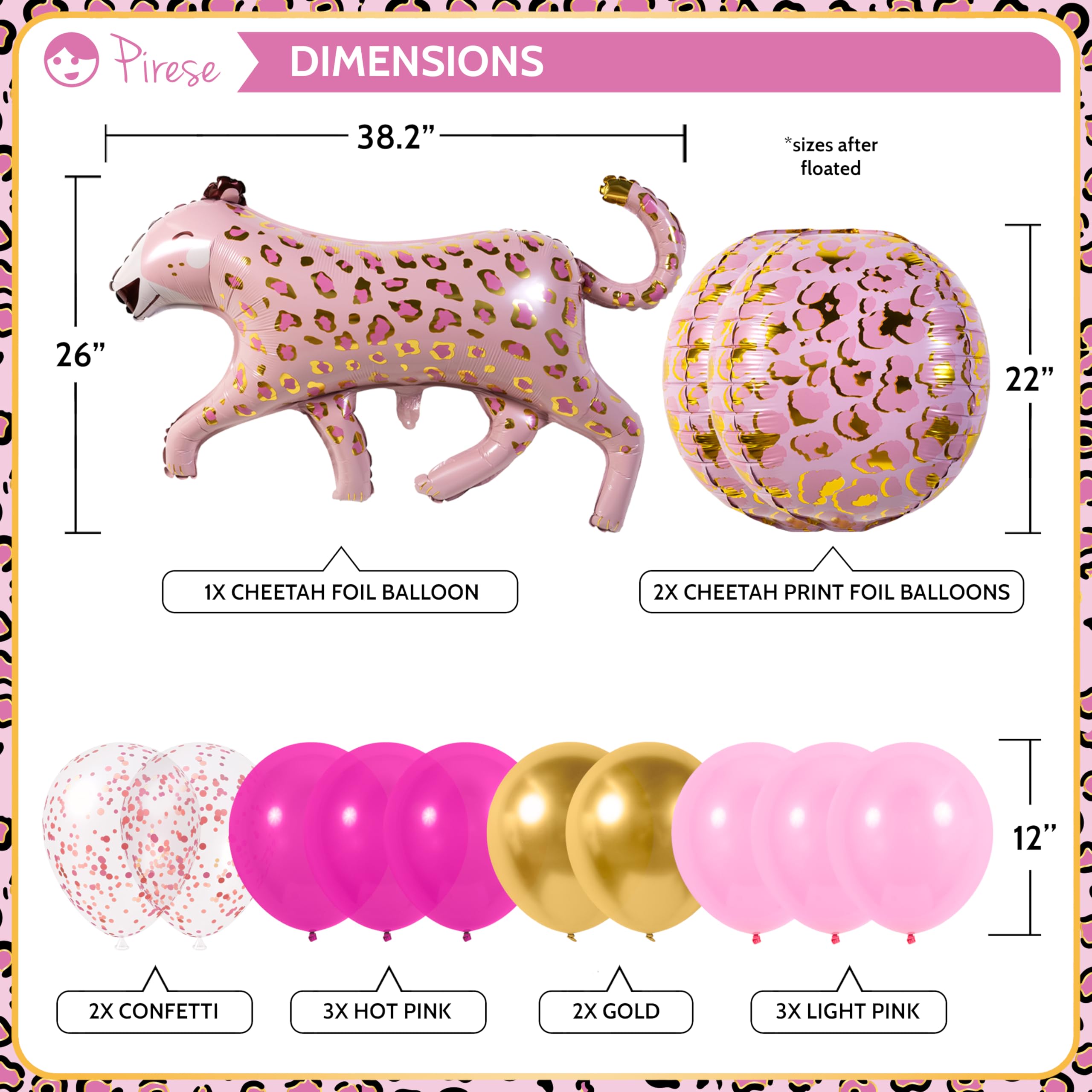 PIRESE Pink Cheetah Happy Birthday Banner Set – 13-Piece Animal Print Party Decorations