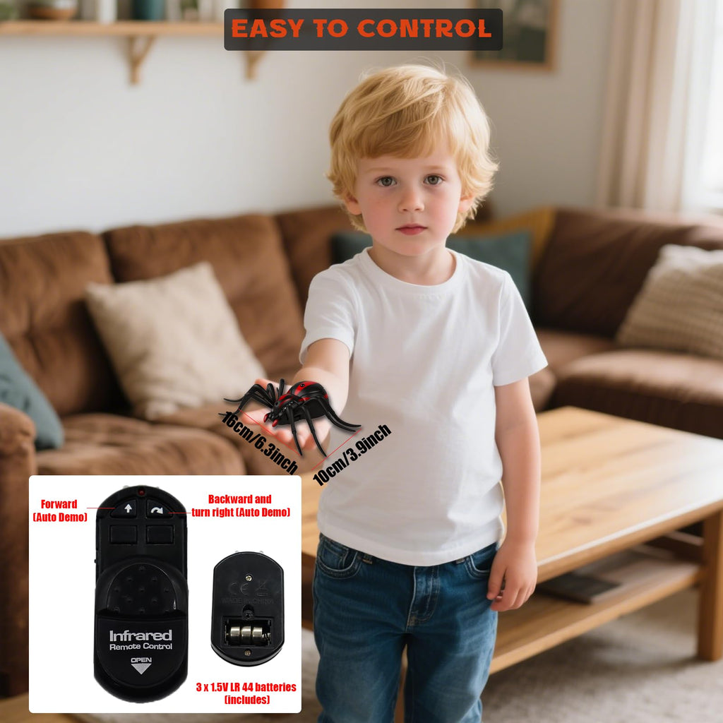 Pixibond Remote Control Spider Toy – Realistic RC Spider with LED Eyes, 8 Wriggling Legs, and Auto Mode for Pranks & Gifts