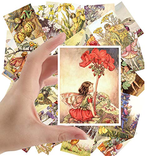 PIXILUV Large Vintage Flower Fairy Stickers – 24 Pack, 2.5x3.5 Inches