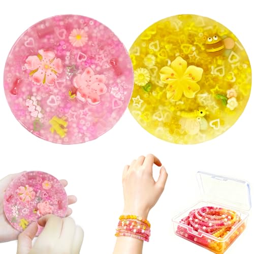 Pixnest 2-Pack Picky Pads – Sensory Fidget Toy for Picking, Stress Relief with Detachable Beads (Yellow Butterfly + Pink Flower)
