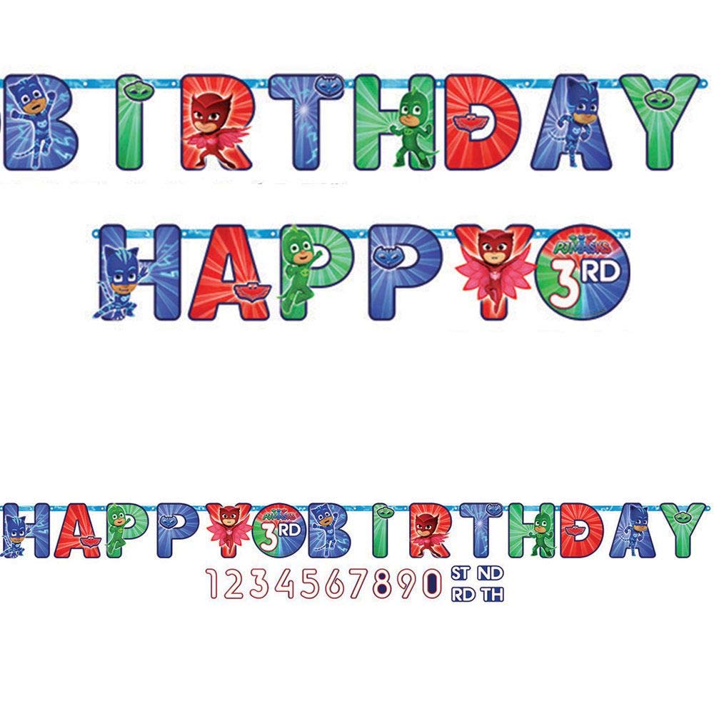 PJ Masks Jumbo Add-An-Age Customizable Birthday Banner – 10.5 ft, Multicolor