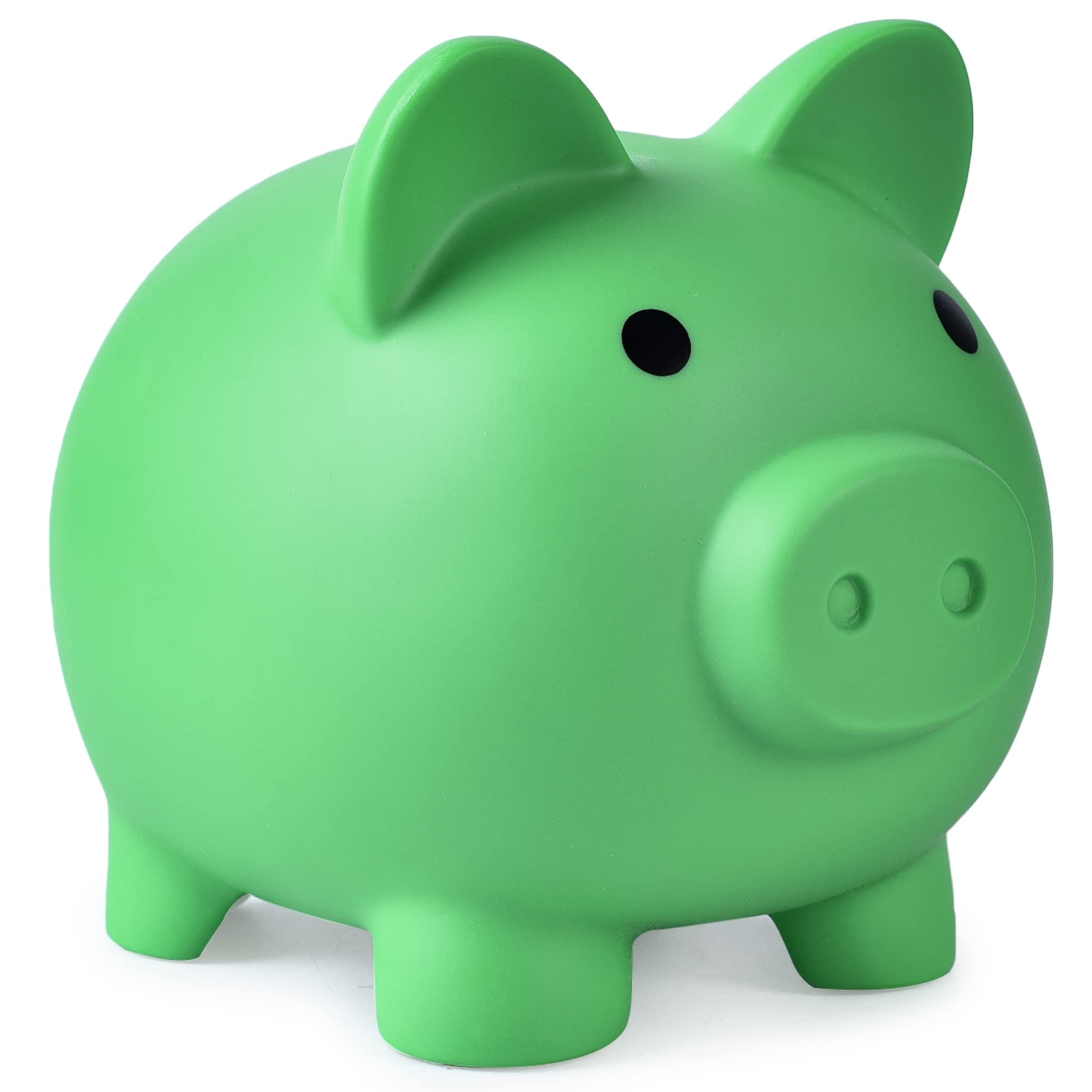 PJDRLLC Large Piggy Bank - Unbreakable Plastic Coin Bank for Kids, Green, 7 Inches Tall