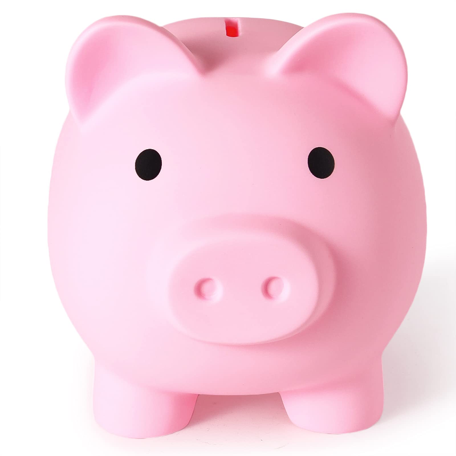 PJDRLLC Large Piggy Bank - Unbreakable Plastic Coin Bank for Kids (Pink)