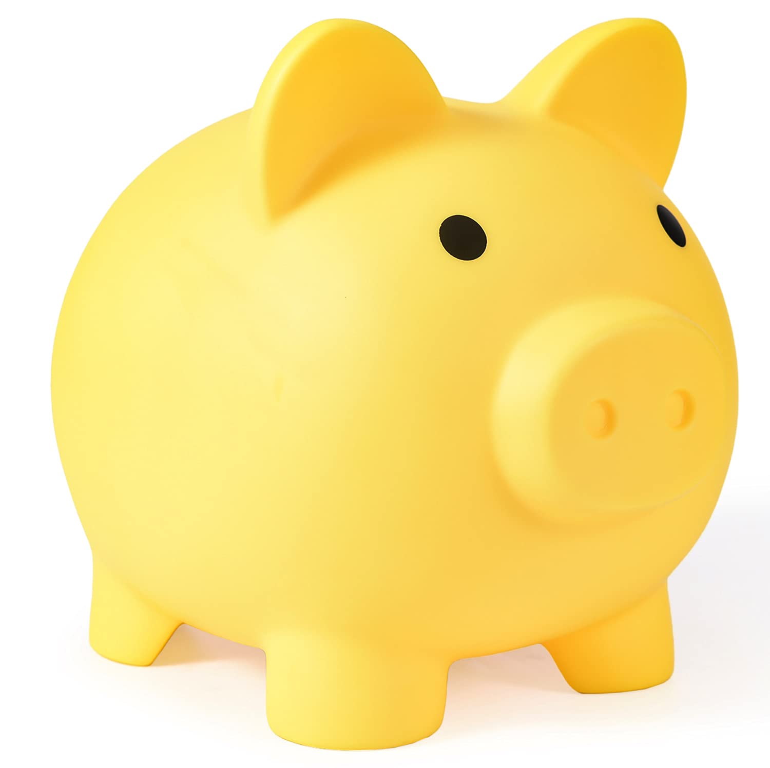PJDRLLC Large Piggy Bank, Unbreakable Plastic Coin Bank for Kids, 7 x 5.9 x 6.3 Inches, Yellow