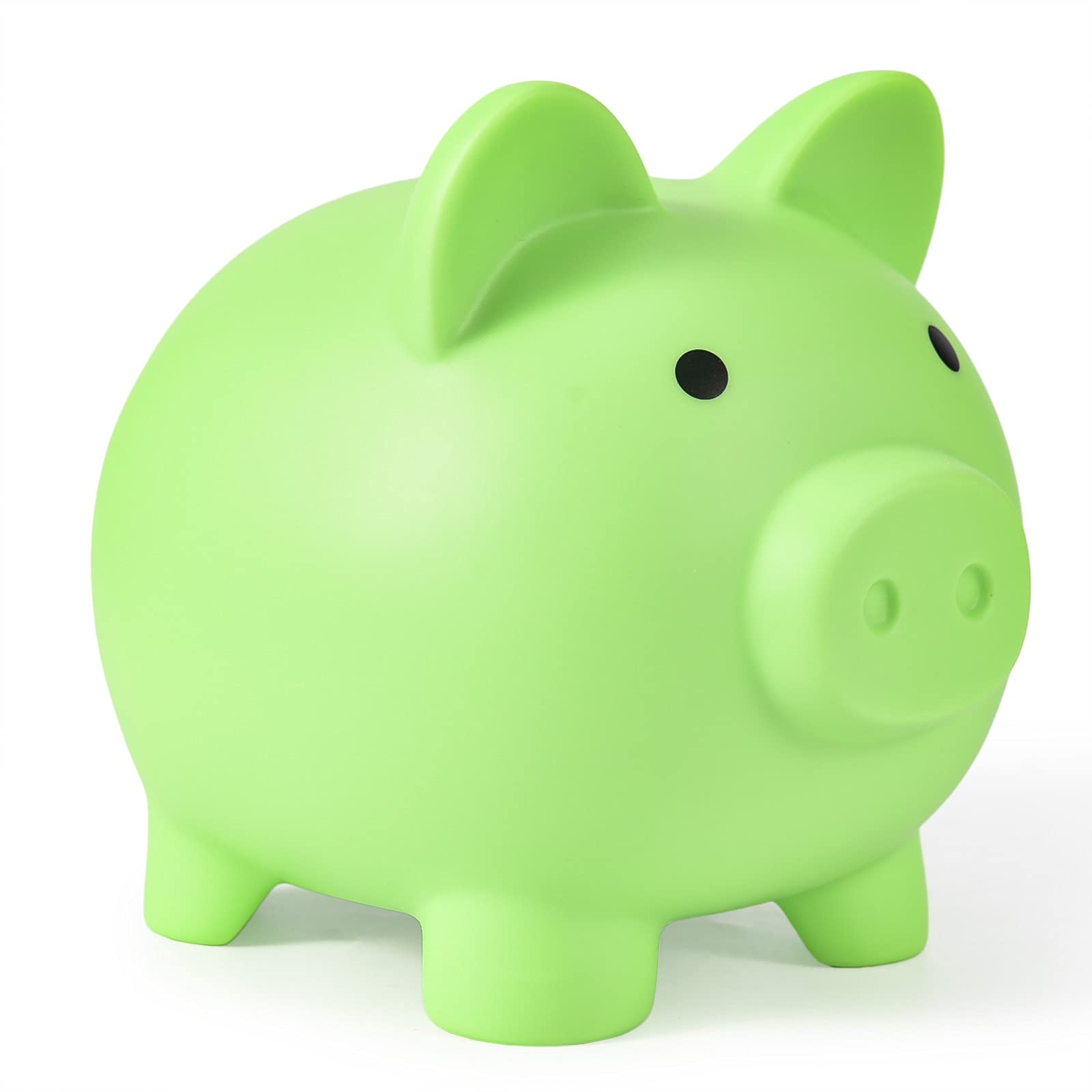 PJDRLLC Piggy Bank: Unbreakable Plastic Coin Bank for Kids Ages 4-10 (Light Green, Medium)