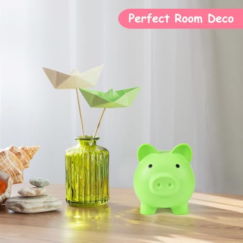 PJDRLLC Piggy Bank: Unbreakable Plastic Coin Bank for Kids Ages 4-10 (Light Green, Medium)