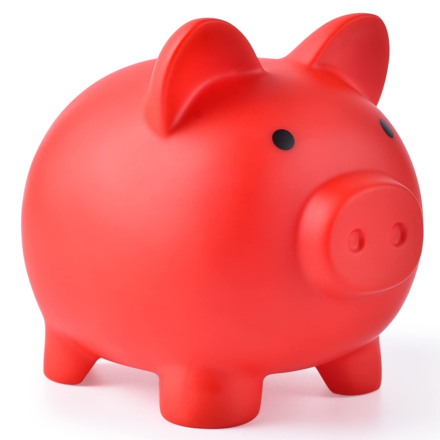 PJDRLLC Unbreakable Plastic Piggy Bank - Medium Coin Bank for Kids, Red