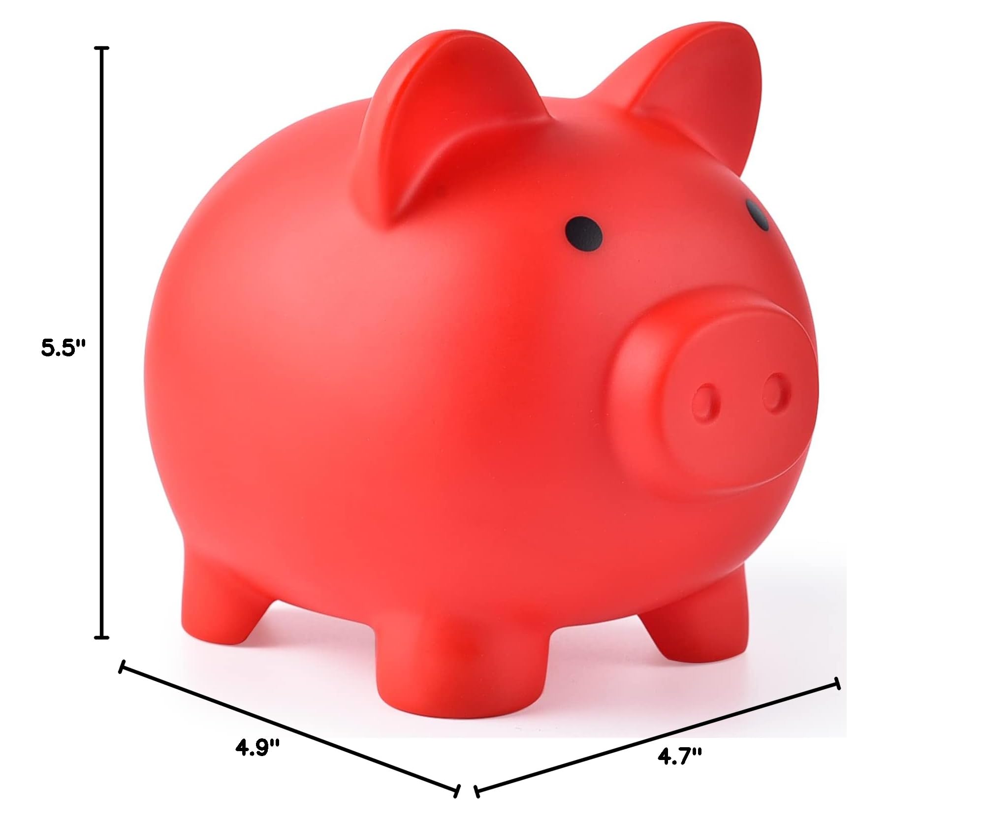 PJDRLLC Unbreakable Plastic Piggy Bank - Medium Coin Bank for Kids, Red