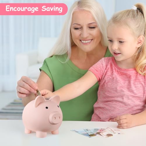 PJDRLLC Unbreakable Plastic Piggy Bank – Medium Size Coin Bank for Kids, Ideal Gift for Birthday, Easter, Christmas (Flesh-Colour)