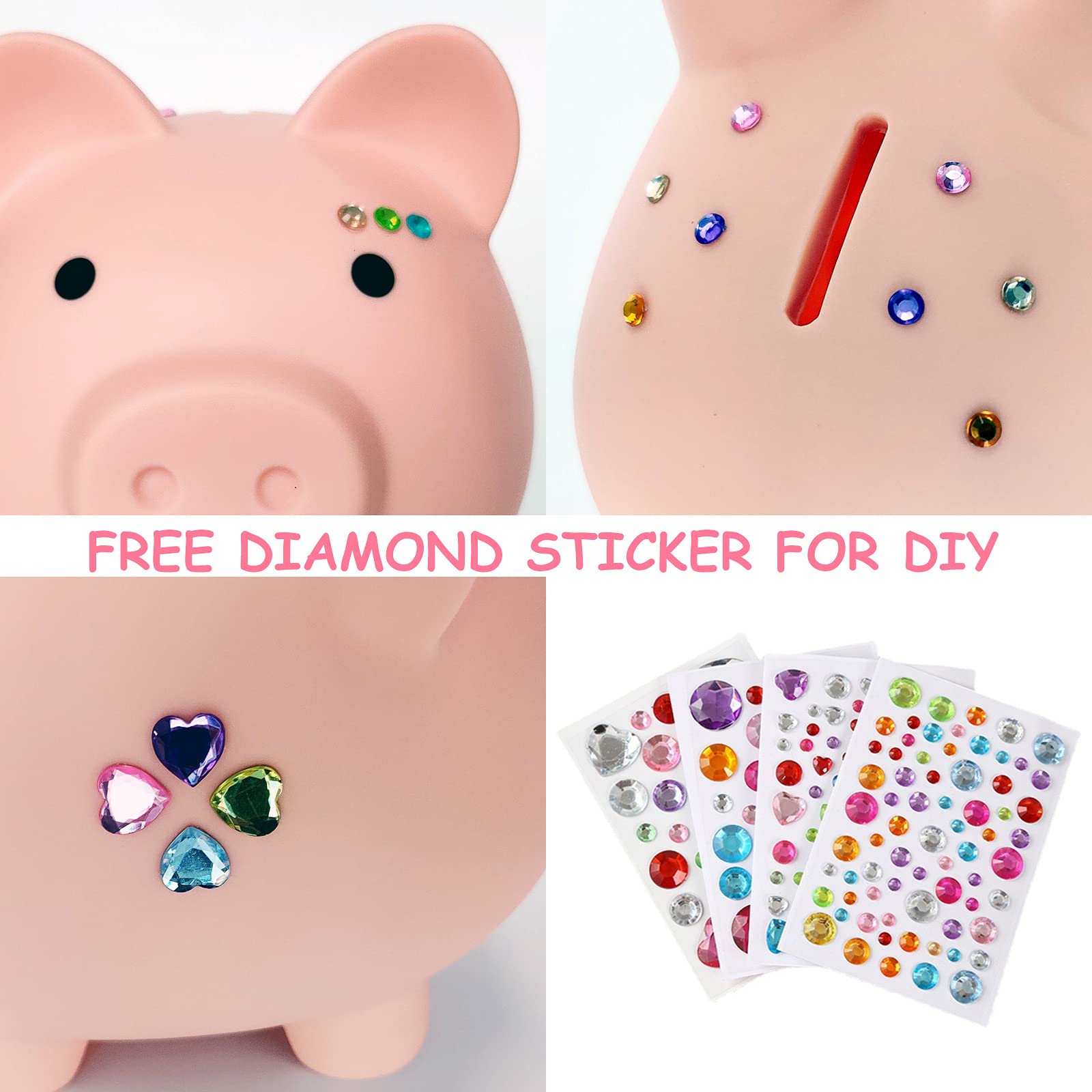 PJDRLLC Unbreakable Plastic Piggy Bank – Medium Size Coin Bank for Kids, Ideal Gift for Birthday, Easter, Christmas (Flesh-Colour)