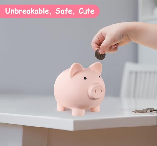 PJDRLLC Unbreakable Plastic Piggy Bank – Medium Size Coin Bank for Kids, Ideal Gift for Birthday, Easter, Christmas (Flesh-Colour)