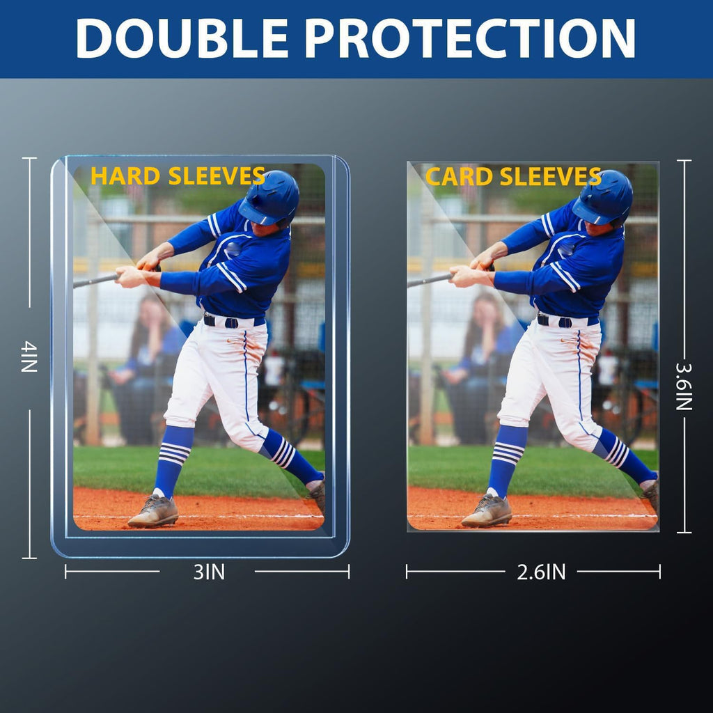 PJU 200-Pack Card Sleeves (100 Hard + 100 Soft) – Clear Plastic Protectors for Trading Cards, 3x4 Inch Outer Dimensions