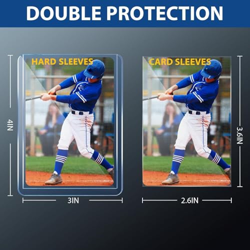 PJU 200-Pack Card Sleeves (100 Hard + 100 Soft) – Clear Plastic Protectors for Trading Cards, 3x4 Inch Outer Dimensions