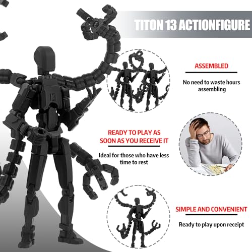PkghoKids T13 Fully Jointed Action Figure with 3 Hand Types and 5 Weapons, 3D Printed PETG, Already Assembled