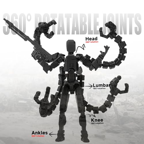 PkghoKids T13 Fully Jointed Action Figure with 3 Hand Types and 5 Weapons, 3D Printed PETG, Already Assembled