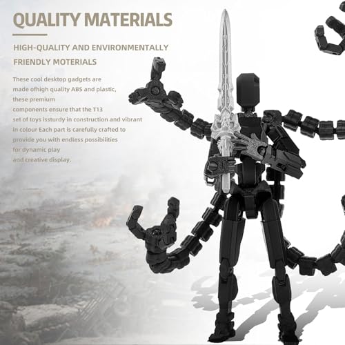 PkghoKids T13 Fully Jointed Action Figure with 3 Hand Types and 5 Weapons, 3D Printed PETG, Already Assembled