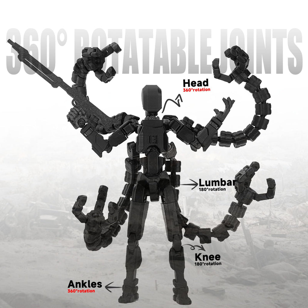 PkghoKids T13 Fully Jointed Action Figure with 3 Hand Types and 5 Weapons, 3D Printed PETG, Already Assembled