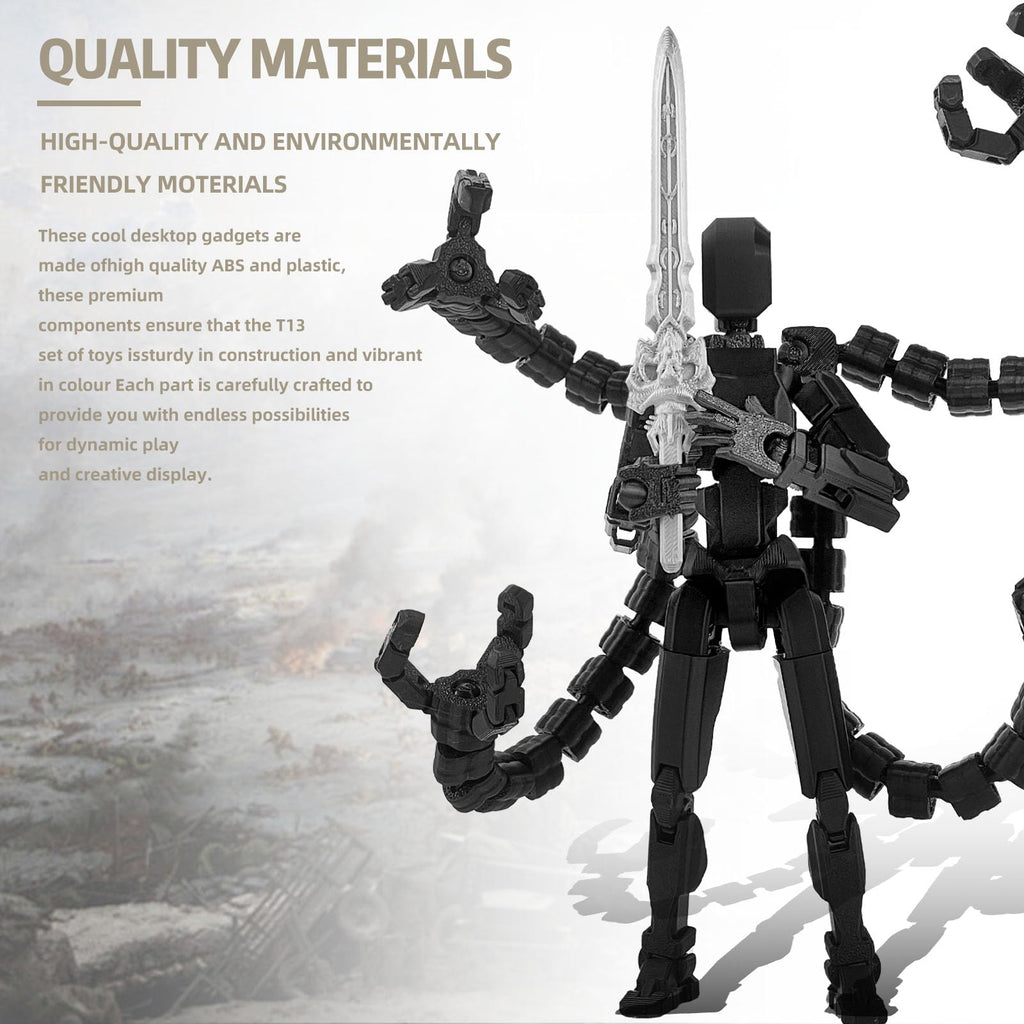 PkghoKids T13 Fully Jointed Action Figure with 3 Hand Types and 5 Weapons, 3D Printed PETG, Already Assembled