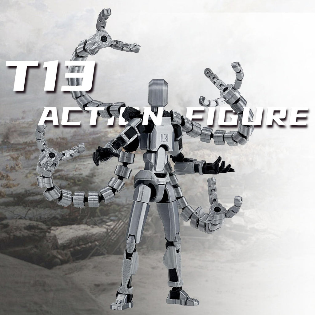 PkghoKids T13 Fully Jointed Action Figure with 3 Hand Types and 5 Weapons, 3D Printed PETG, Already Assembled