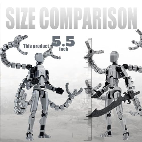 PkghoKids T13 Fully Jointed Action Figure with 3 Hand Types and 5 Weapons, 3D Printed PETG, Already Assembled