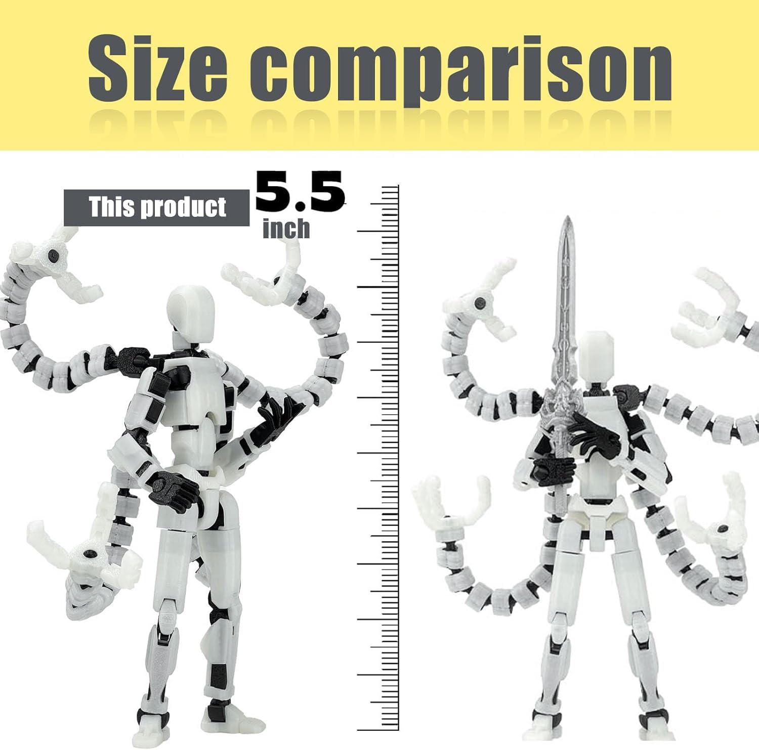 PkghoKids T13 Luminous 5.5in Fully Articulated Action Figure – Multi-Jointed with 7 Weapons & 3 Hand Types