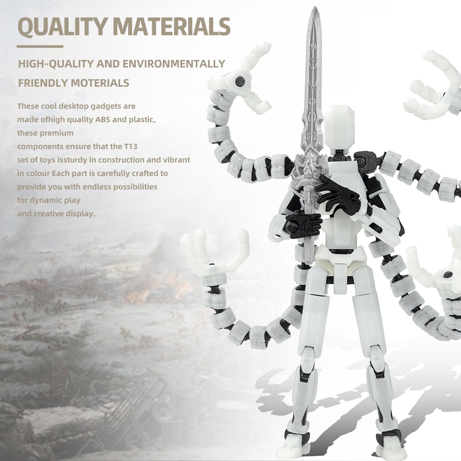 PkghoKids T13 Luminous 5.5in Fully Articulated Action Figure – Multi-Jointed with 7 Weapons & 3 Hand Types