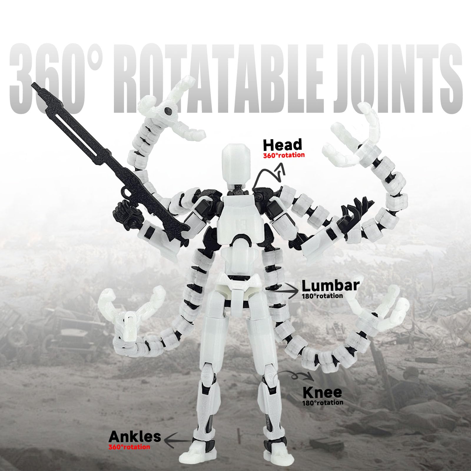 PkghoKids T13 Luminous 5.5in Fully Articulated Action Figure – Multi-Jointed with 7 Weapons & 3 Hand Types