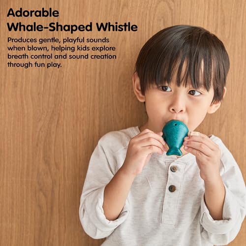 PlanToys Wooden Whale Whistle – Montessori Sound Toy for Creative Play