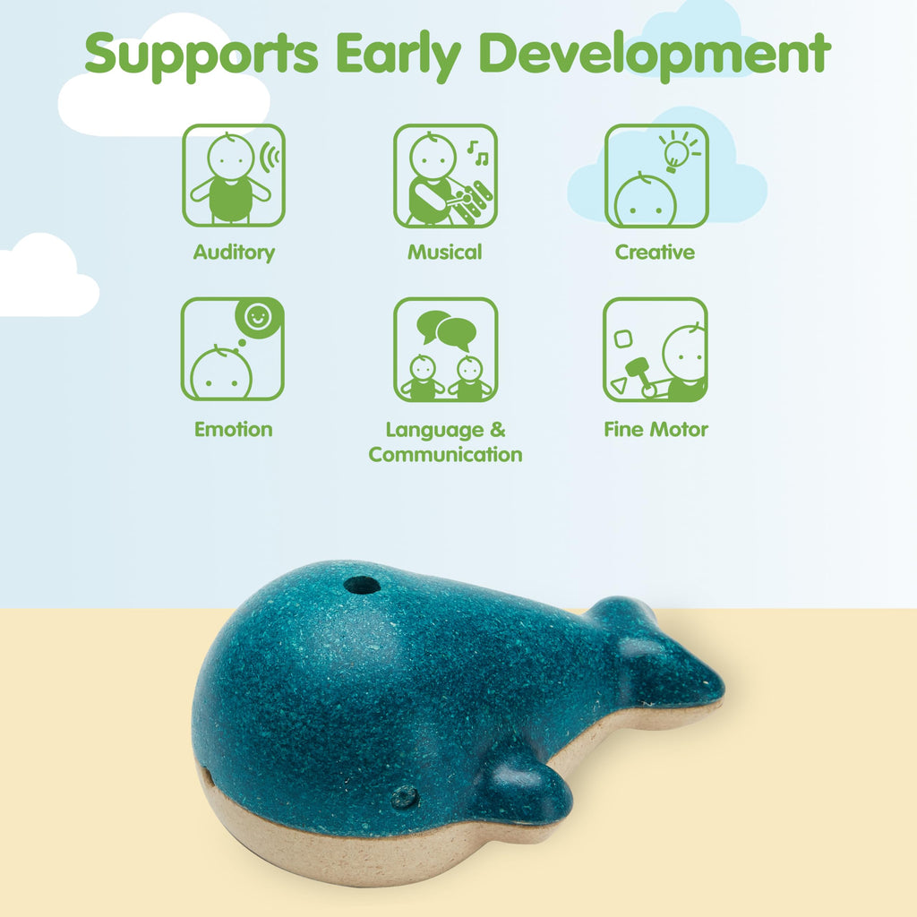 PlanToys Wooden Whale Whistle – Montessori Sound Toy for Creative Play